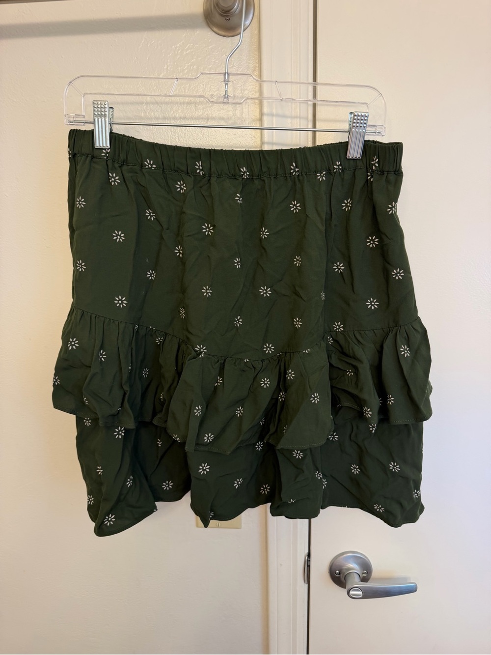 Madewell Pull On Tiered Mini Skirt Floral Green Size Medium